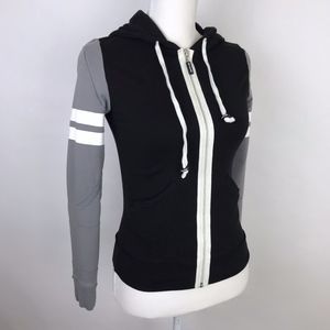 Peace Love World "I am happy" Black Gray Hoodie XS